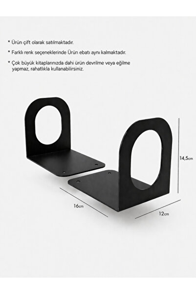 Artelya Tasarım Metal Kitap Desteği 2 Adet - Kitap Tutucu - Raf Düzenleyici -...