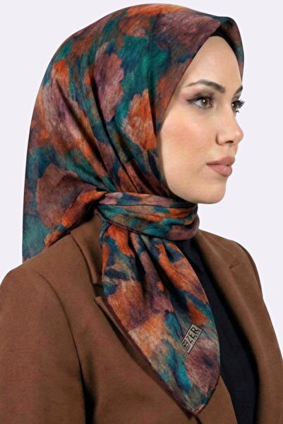 hadiora Women's Orange Floral Patterned Organic Cotton Soft Scarf