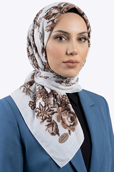 hadiora قلم كتابة نسائي أبيض بني مزين بنمط التطريز بالخيوط