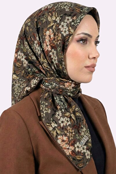 hadiora Women's Brown Floral Patterned Organic Cotton Soft Scarf