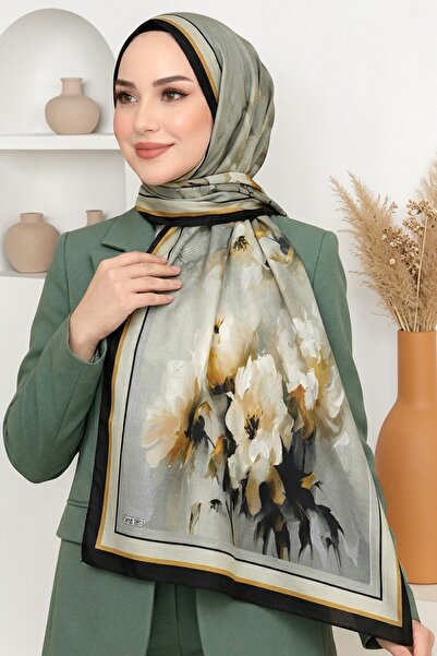 hadiora Women's Gray Floral Patterned Soft Shawl