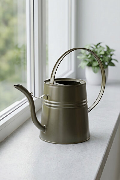 Desen Dekorasyon Sophia 2 Litre Metal Çiçek Saksı Sulama Kabı Haki - Modern D...