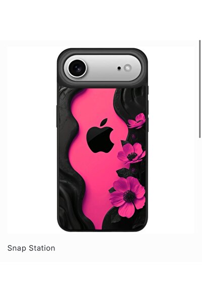 SNAPSTATIONRO Husa de protectie, MagSafe, iPhone 17 AIR - Apple_Logo_Pink_Flo...