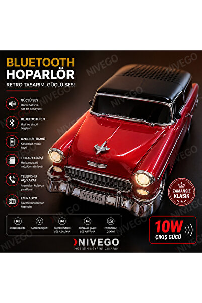 Nivego Cybertruck RGB Işıklı Nostalji Klasik Araba Traktör Speaker Fm Radyo S...