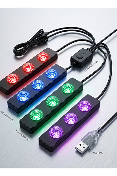 Generic طقم إضاءة محيطية عالمي للسيارة بمنفذ USB - أضواء LED داخلية لمنطقة ال...