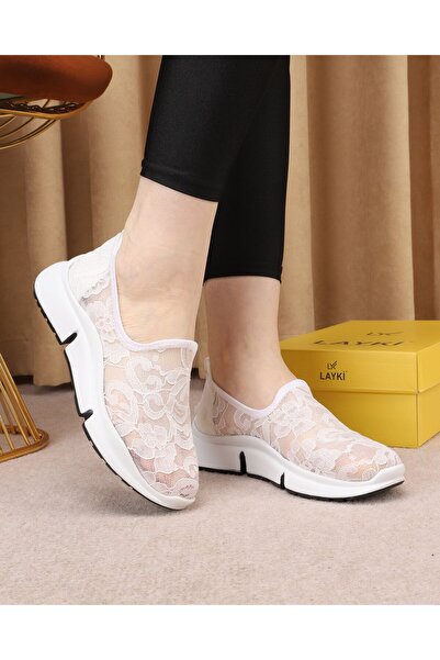 layki Sela Λευκά Παπούτσια Πεζοπορίας με Χρωματιστά Σχέδια για το Καλοκαίρι