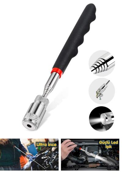 DepoMega Teleskopik Uzayan Mıknatıslı LED Çubuk Manyetik İnce Çubuk 19-82 cm