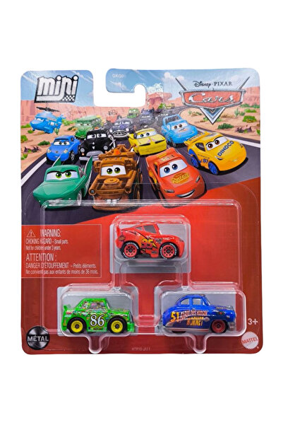 CARS Üçlü Mini Racers - Lightning McQueen & Chick Hicks & Fabulous Hudson Hor...