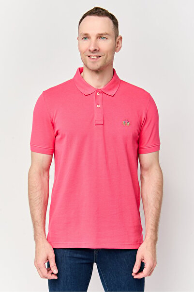 La Martina Men Regular Fit Embroidered Logo Short Sleeve Polo Shirt, Pink
