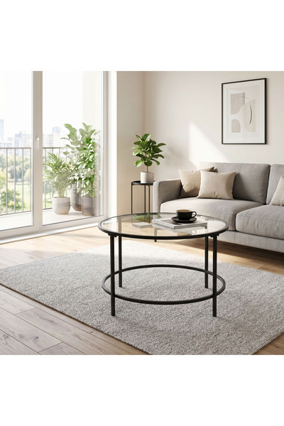 EqiEch Modern Center Table,Round Coffee Table, Center Side Table,Glass Side T...