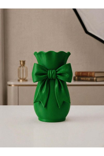3D Modern Fiyonk Detaylı Dekoratif Tasarım Vazo - Estetik Ev Aksesuarı