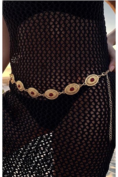 MODAM HİFA Χρυσή ζώνη με αλυσίδα, ζώνη για φόρεμα, ζώνη για πουκάμισο, ζώνη γ...