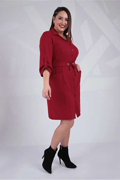 Roxxlen Rochie de damă cu curea tip ochiuri de pasăre, mărime mare