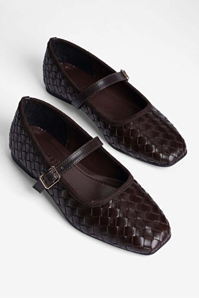 Mubiano Women's Ballet Flats with Knitted Textured Straps and Square Toe Mare...