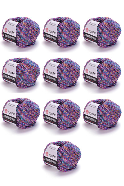 Yarnart Νήμα πλεξίματος τζιν τροπικού τύπου 10 τεμαχίων (622) Λεπτό νήμα πλεξ...