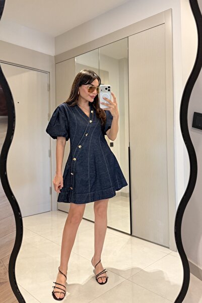 Gizem Ecemiş Vienna Denim Balon Kol Elbise