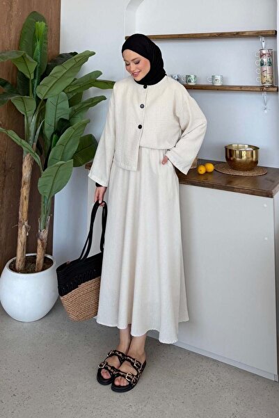 Şulemoda Giyim Σετ λινό με φούστα Hare σε μπεζ απόχρωση