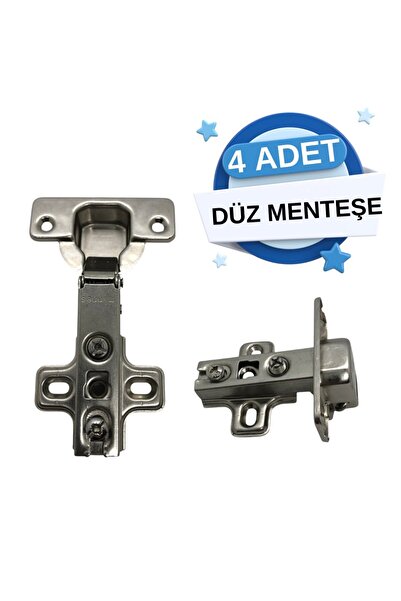 Minnes Düz Dolap Menteşesi - 4'lü Set | Dayanıklı & Şık Tasarım