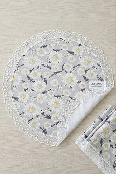 Rona Home Στρογγυλό τραπεζομάντιλο 60 εκ. Διακοσμητικό τραπεζομάντιλο Daisy R...