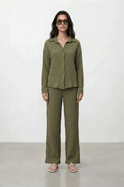 Nazline Σετ Πιτζάμες Χειμερινές Πλεκτές Βουργουνδίες με Ανάγλυφη Υφή και Μαλα...