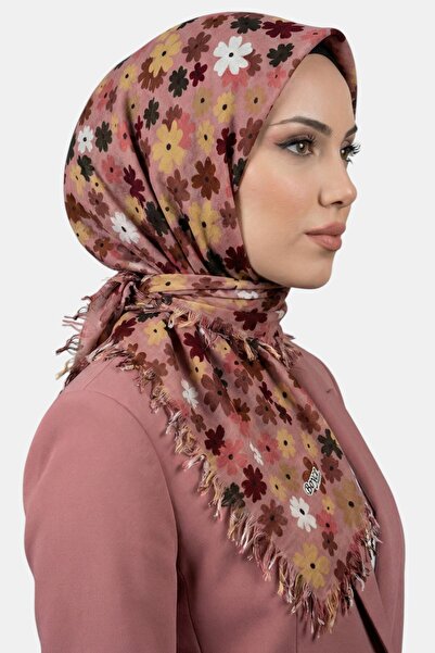 hadiora Women's Pink Floral Patterned Beaded Writing