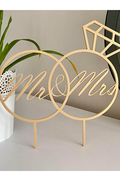 Maku home Wedding cake , Mr&Mrs , Gelin ve Damat Pasta süsü Gold detaylı
