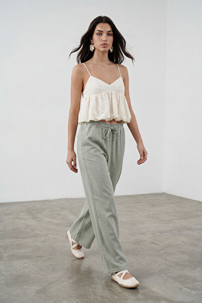 Nazline Wide Leg Trousers with Waist Tie