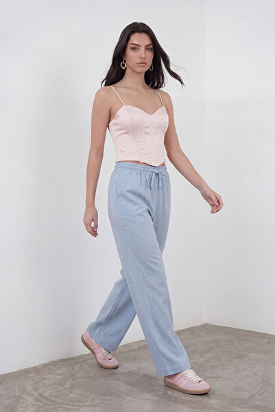 Nazline Wide Leg Trousers with Waist Tie