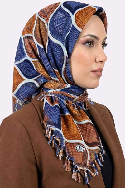 hadiora Women's Blue Orange Authentic Patterned Beaded Writing