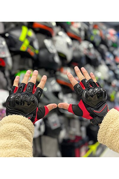 Forte GT Unisex PVC Korumalı Kaymaz Yapı Siyah Parmaksız Motosiklet Eldiveni ...