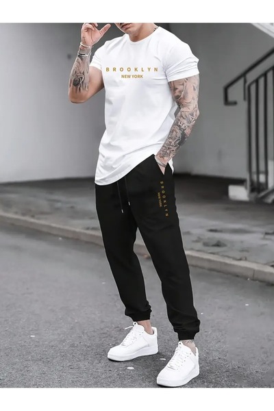 PAVRO Unisex Oversize Σετ Φόρμας με Μικτό Σχέδιο και Στάμπα, Άνετο Σετ Φόρμας...