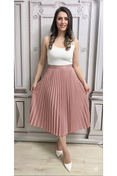 OnlyForYou Fusta midi plisata cu talia pe elastic