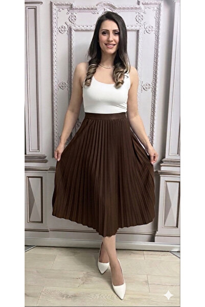 styleFlex Fusta midi plisata cu talia pe elastic