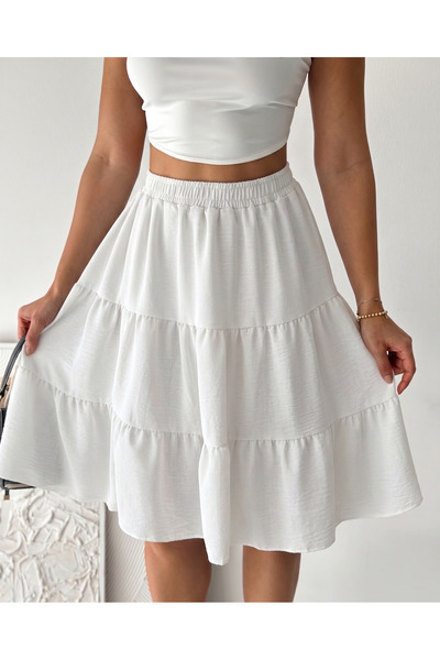 MaxiMor Γυναικεία υφασμάτινη φούστα Airobin με ελαστική μέση και μήκος midi