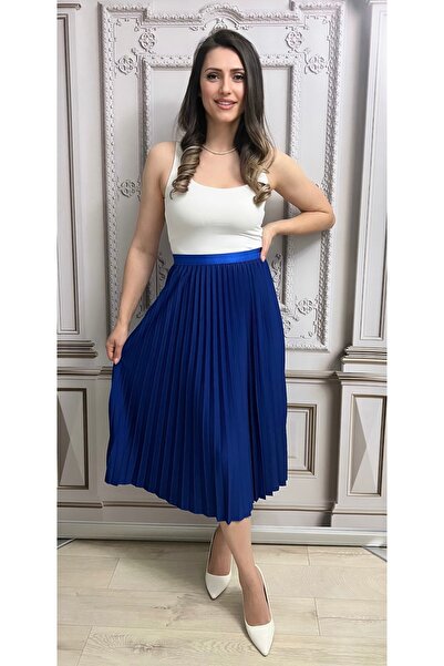 styleFlex Fusta midi plisata cu talia pe elastic