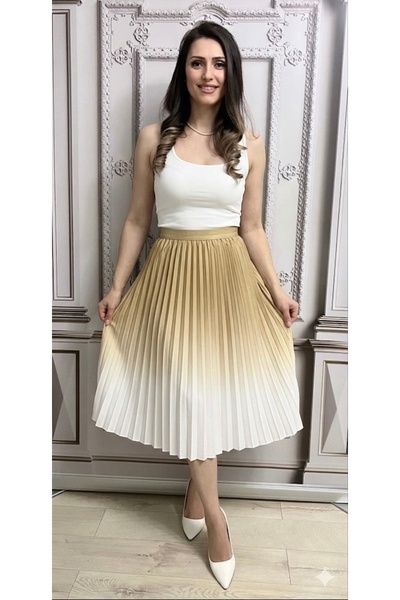 styleFlex Fusta midi plisata cu imprimeu in degrade si talia pe elastic