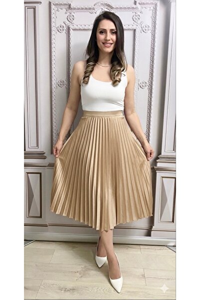 styleFlex Fusta midi plisata cu talia pe elastic