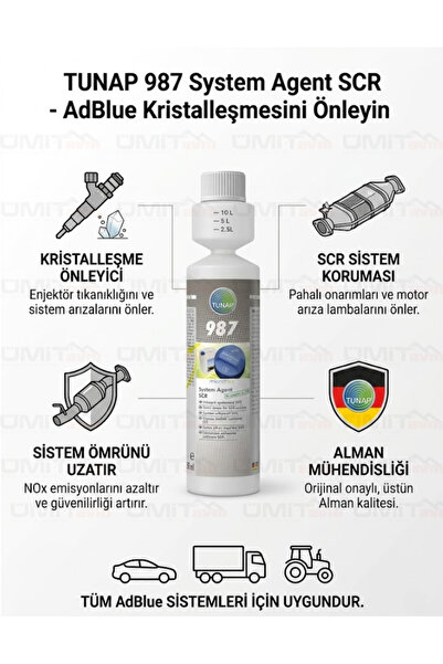 TUNAP 987 AdBlue Kristalleşme Önleyici ve SCR Sistem Koruyucu Katkı - 250ml U...