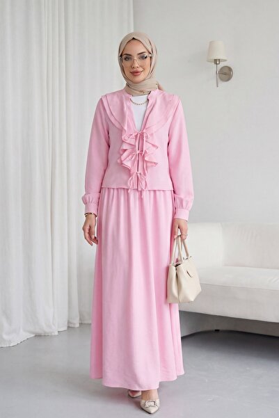 HİJABAYA Σετ Modal με δέσιμο μπροστά και λεπτομέρεια φούστας με βολάν