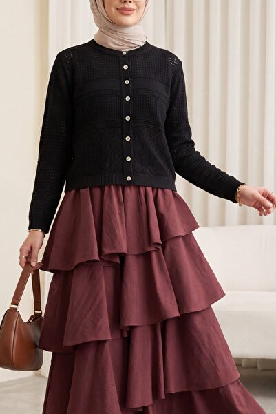 HİJABAYA Ζακέτα πλεκτή με στρογγυλή λαιμόκοψη και διάτρητα κουμπιά