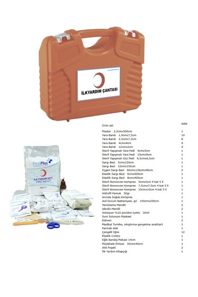 Civilcivilal Plastik İlkyardım Çantası Seti İşyeri Okul Fabrika Full İçerik P...