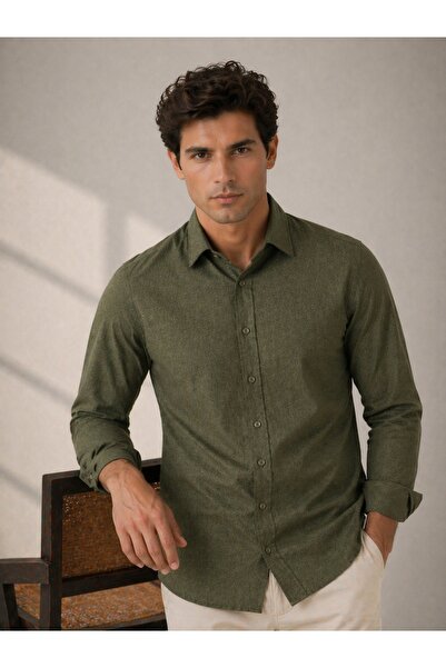 Richarlison Men's Khaki Slim Fit Shirt
