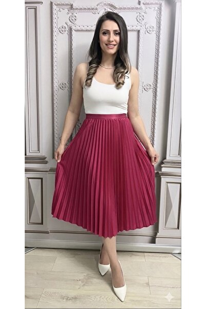 styleFlex Fusta midi plisata cu talia pe elastic