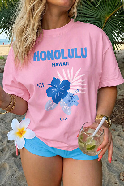 Velostra Women's Hawaiian Printed Oversize Comfortable Daily Use Combed Cotto...