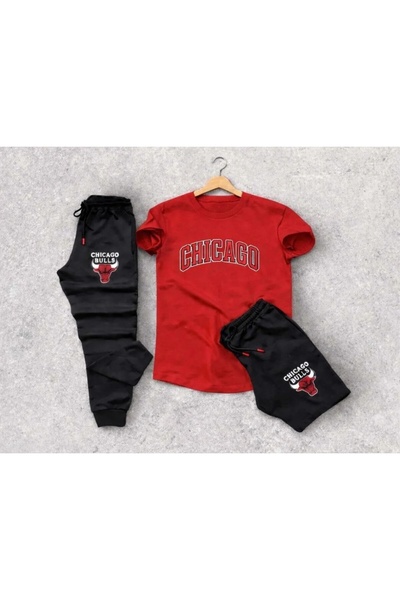 Gutsy Μπλουζάκι, Φούτερ, Σορτς, Σετ 3 τεμαχίων, Τυπωμένο με το Τσικάγο, Ανδρι...