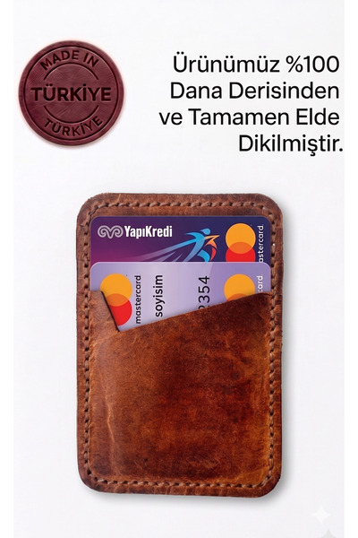 leathermood حامل بطاقات إيطالي مصنوع يدويًا من الجلد الطبيعي بنسبة 100% بتصمي...