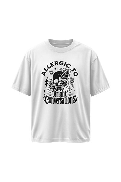 buzagi tasarım ürünleri Allergic to Bright Oversize Unisex White T-Shirt