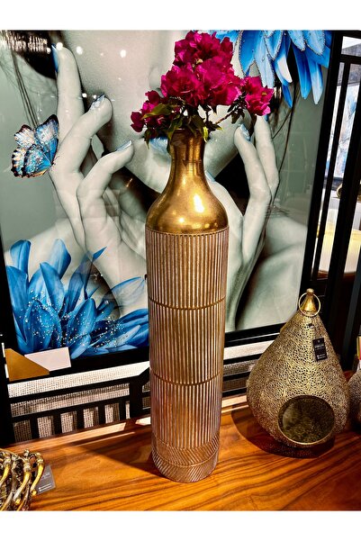 KARCILAR HOME STORE 18 x 80 cm antik gold yer vazosu .