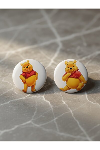 Srctech Winnie the Pooh Çanta Rozet İğneli Buton Rozet 44 mm 2'li