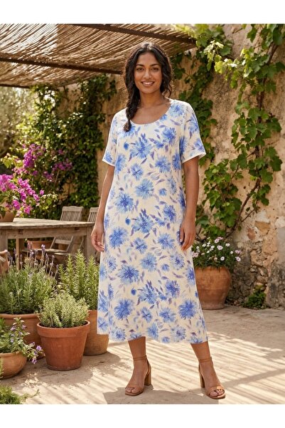 ELLA CAMELIA Floral Patterned Midi Length Lined Dress